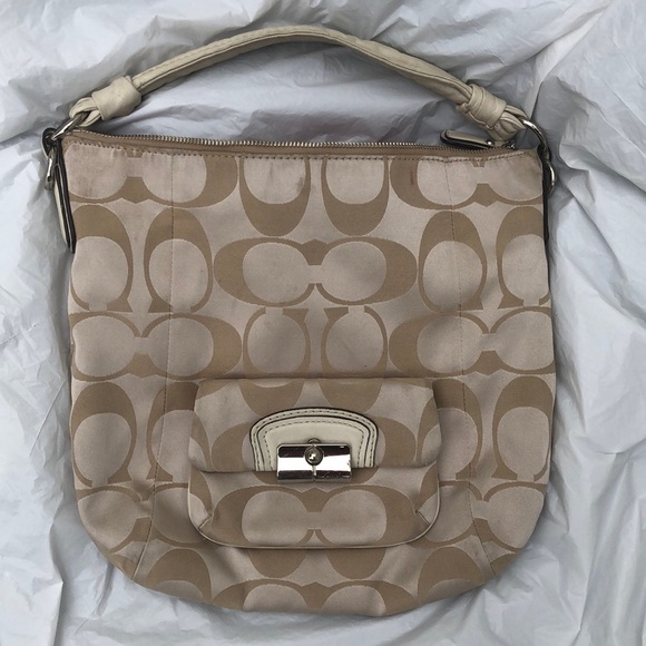 Coach Kristin Signature Sateen Hobo Bag Cream # 14904 - Picture 3 of 12